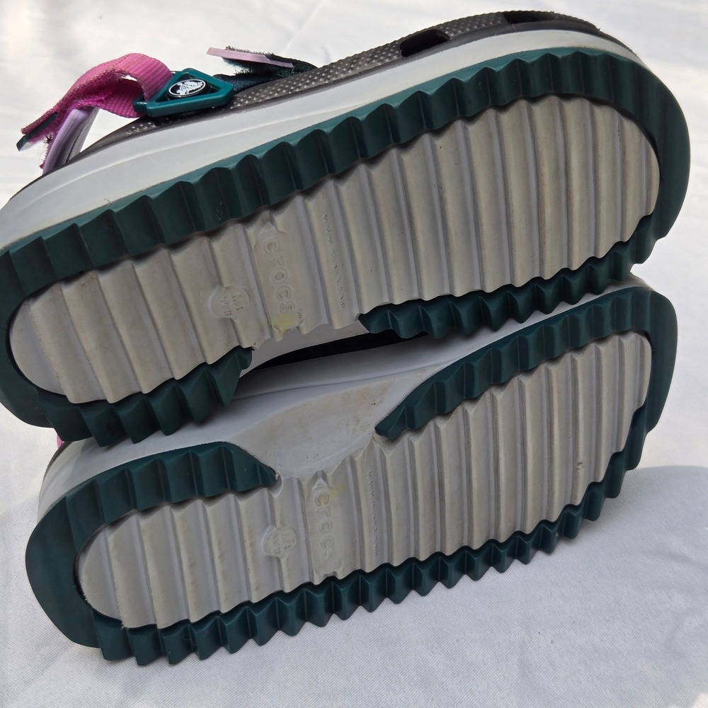 Crocs Hiker Clog Womens 10 Black Pink Teal Platform Sawtooth Straps 206772 - Picture 7 of 8